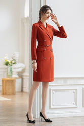 Orange Double Breasted Shirt Dress - FashionByTeresa